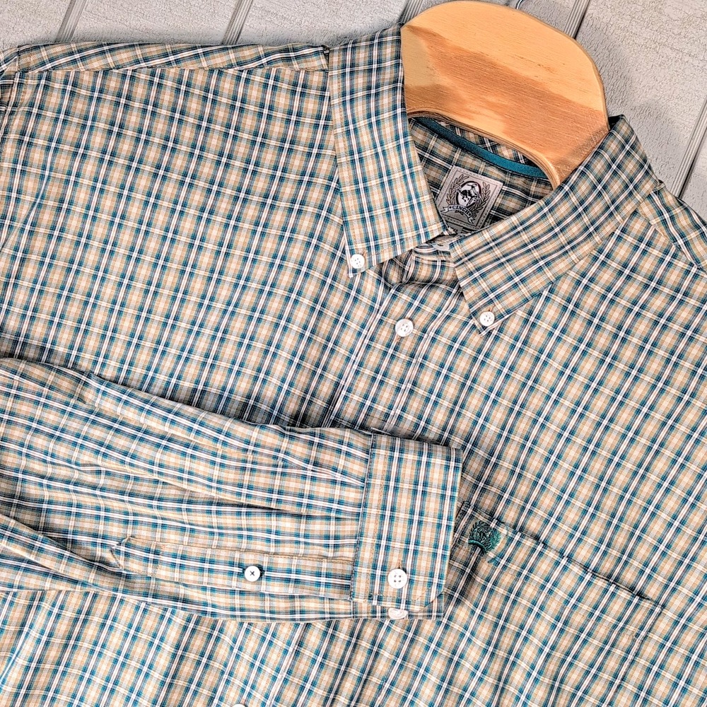 Cinch Dress Shirt Men's XXL Plaid Tan Long Sleeve Button Daily Western Cowboy‎
